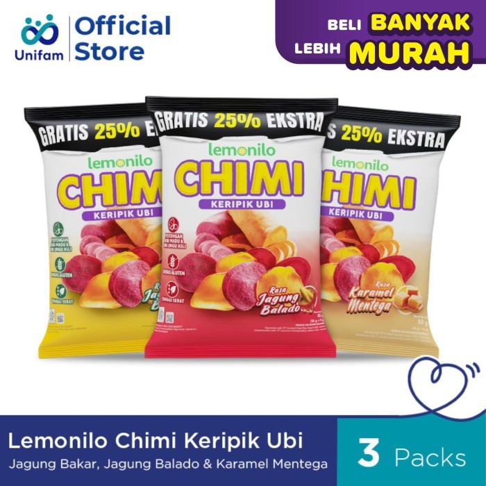 

TERBATAS Paket Mix Trio Lemonilo Chimi Keripik Ubi 50gr