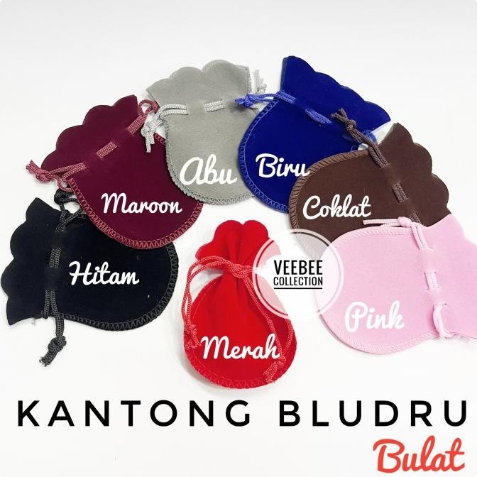 

best produk] kantong bludru bulat 9x12cm/kantong sovenir bludru 9x12cm/ kantong serut/pouch/dompet perhiasan