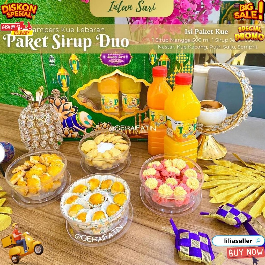 

Paket Bellerosa Kue Kering Plus Sirup / Paket Sirup Lebaran Edisi Masjid Eid Mubarak Silaturahmi 2025 D Promo Puncak