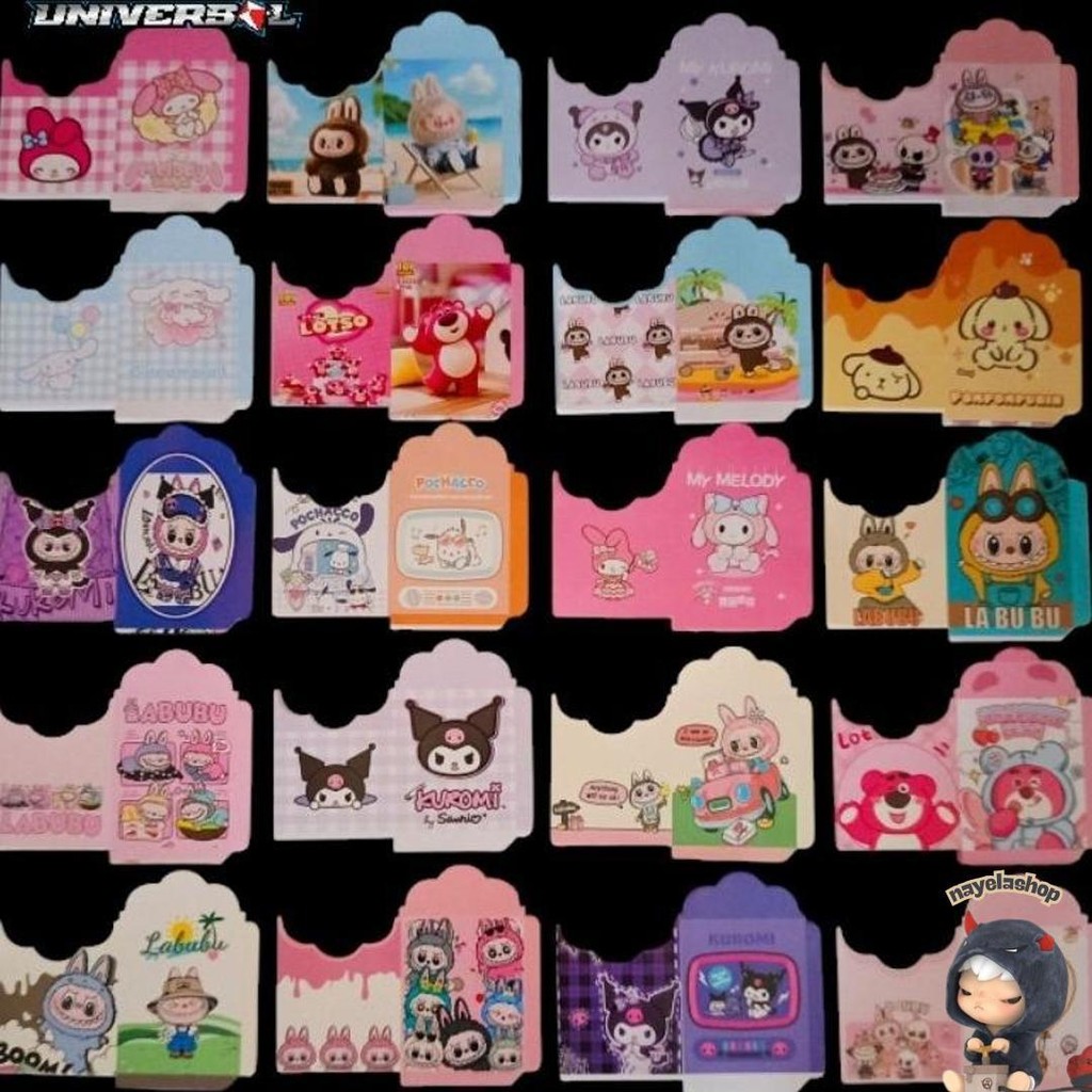 

Amplop Lebaran Labubu Mix Kuromi Ukuran Medium (7X12) Isi -+1000Lembar Labubu Kuromi Promo