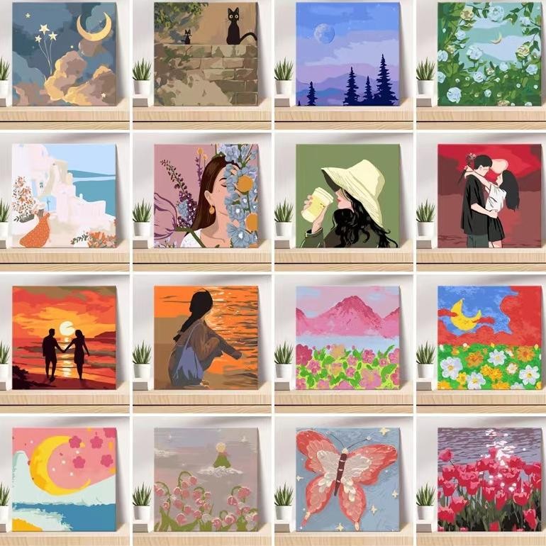 

gd-90 Hightune Paint By Number 20x20/30x40cm Lukisan Kanvas DIY Digital Painting Kit With Kanvas Sale