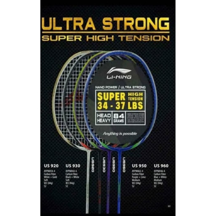 LINING ULTRA STRONG US US 920 930 950 968 RAKET BADMINTON ORIGINAL