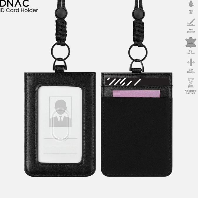 

Dnac Id Card Holder With Lanyard Money Pocket - Black Original Dan Terlaris