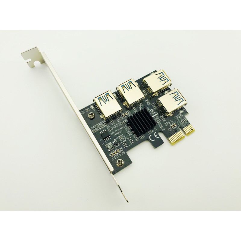 LAGI BERJUANG Gold 4 Port USB3.0 Riser Card PCI-E 1 to 4 PCI Express 16X Slot External Adapter PCIe 
