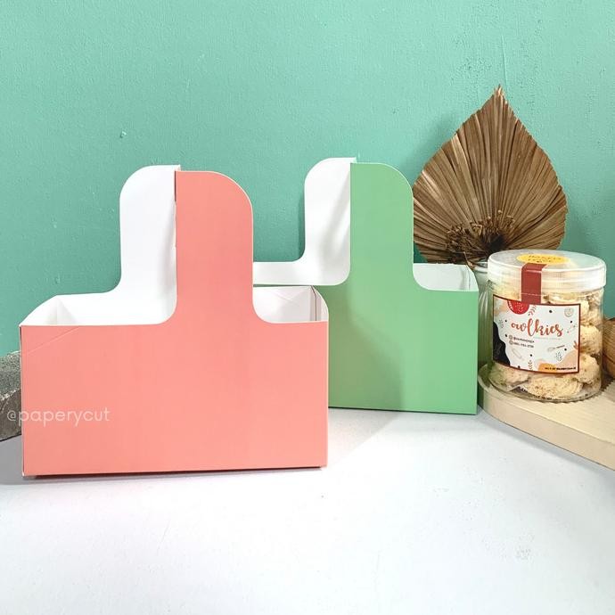 

] Box Handle Coffee Cup Holder Toples Jar Cookies Bucket Flower 20 x 10 x 10 cm - (Isi 5 Pcs)