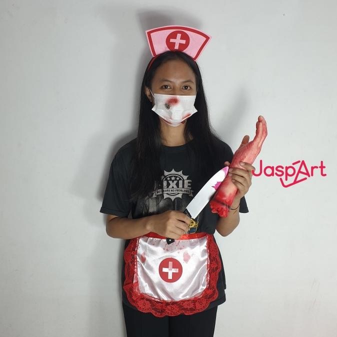 <<<<<] Kostum Bando Masker Suster Set Halloween Party Cosplay Hantu Suster
