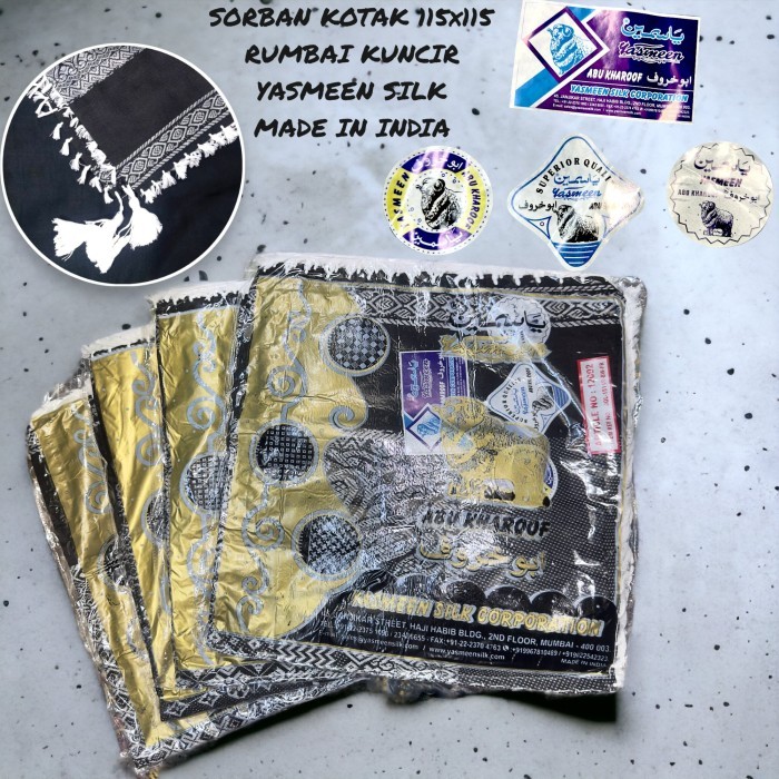 Sorban SORBAN HITAM MOTIF IMPORT || SURBAN KOTAK HITAM PUTIH - GrosirMIX halus arab panjang