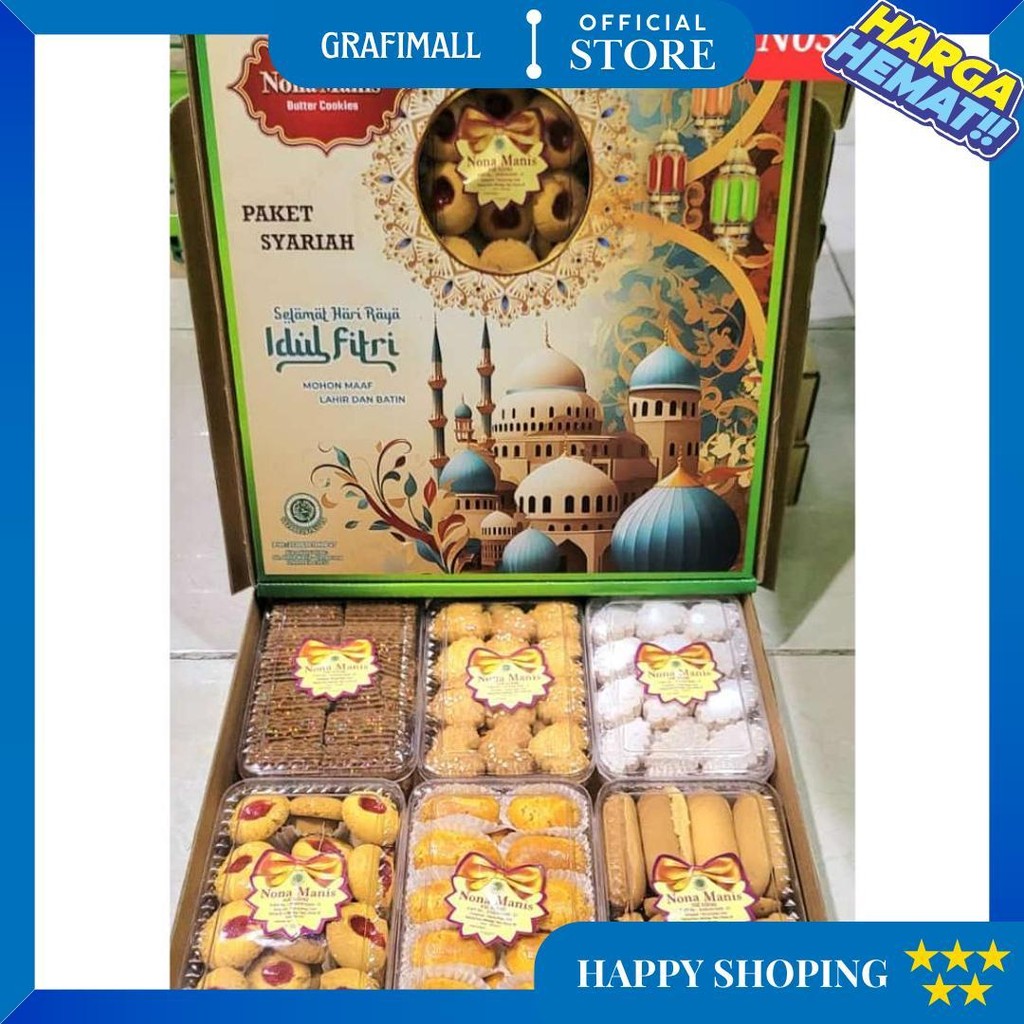 

Apazada - Kue Kering Lebaran Nona Manis Soleha Halal / Hampers Kue Lebaran Paket 6 Toples Murah Enak D Terlaris