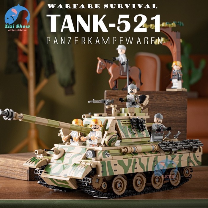 Leyu WW2 Mainan Balok Bangunan Lego Model Tank Tentara Panther Militer