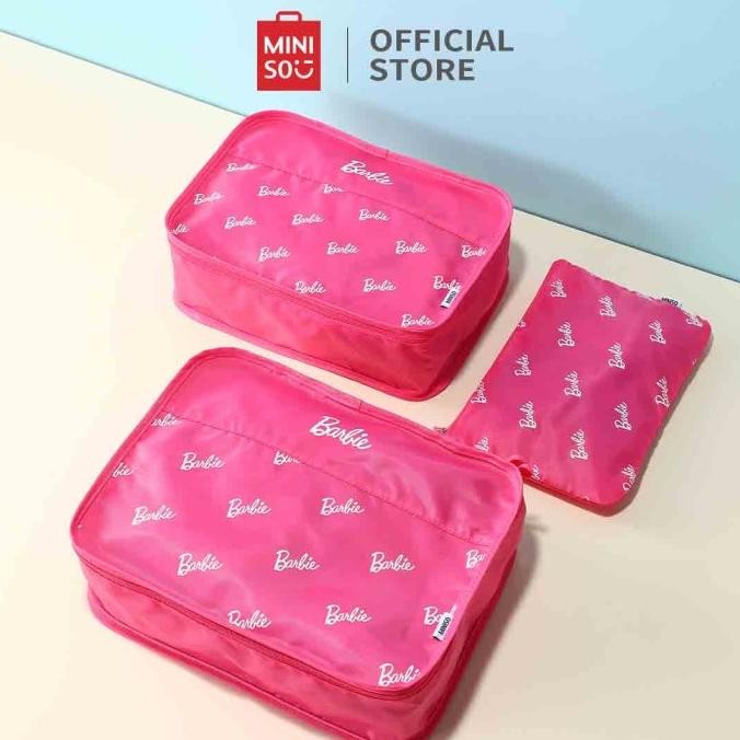 Terlaris Miniso X Barbie Series 3PCS Zipper Storage Bag Travel Travel Organizer SALE