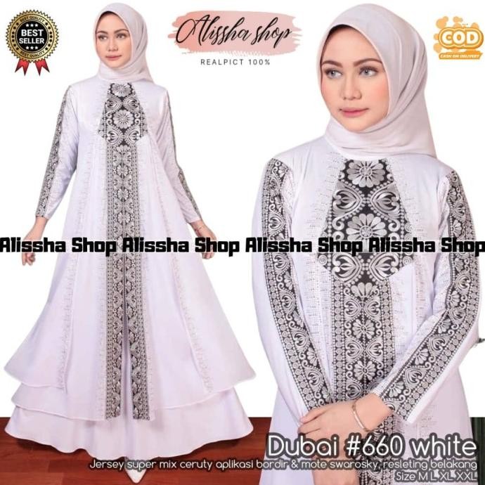 BEST SELLER (COD)GAMIS ABAYA ARAB PUTIH TURKEY JERSY IMPORT MIX CERUTY PREMIUM KEKINIAN