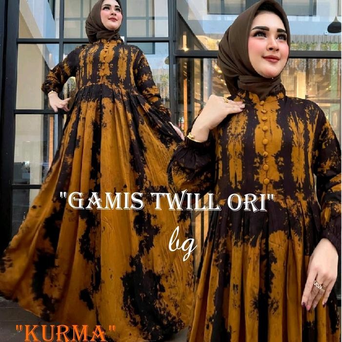 

Gamis twill Ori Bg collection Motif Kurma Coklat