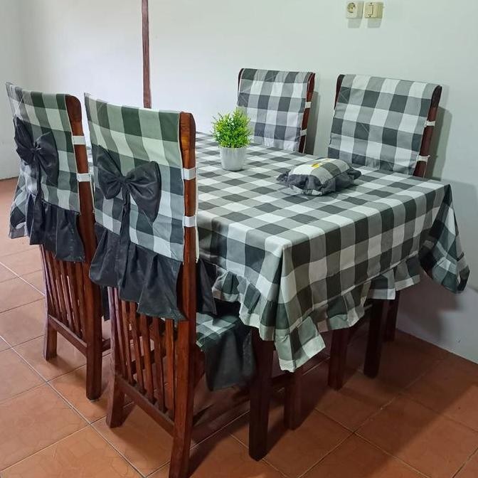 (COD) Paket Kitchen Satu 1 Set 10 Pcs Sarung Cover Kursi Kerusi Taplak Meja Makan Prasmanan Kotak Te