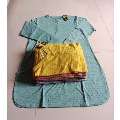 (Murah) Paket 3 Pcs 100 Ribu Kaos Tunik Motif Polkadot Bahan Baby Terry Lengan Panjang