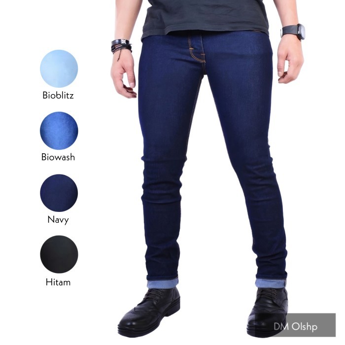 Celana Jeans Pria Slim Fit Panjang Biru Dongker