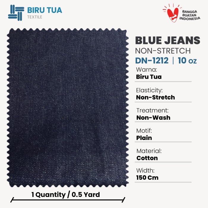 Bahan Blue Jeans 10 Oz Non-Stretch / Kain Denim / Celana Denim