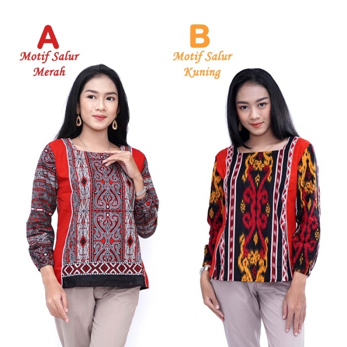Atasan Batik Wanita Motif Tenun Unique - Blouse Batik Wanita