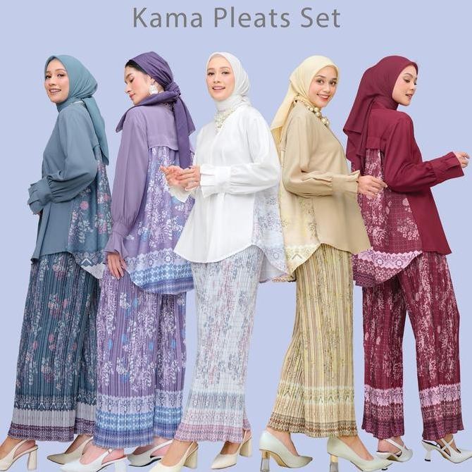 NUNA Kama Pleats Set | Setelan wanita Katun motif patern print busui Terlaris
