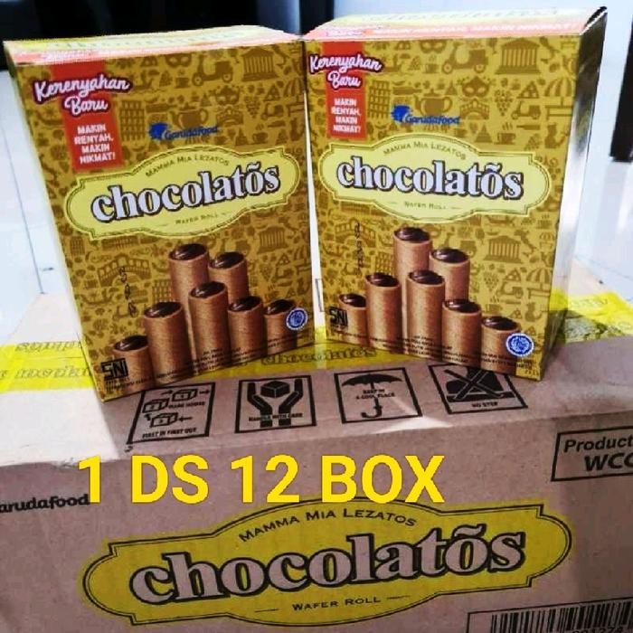 

1 DUS GERY CHOCOLATOS WAFER ROLL NETTO 12 BOX X 24 PCS X 10 Cokelat