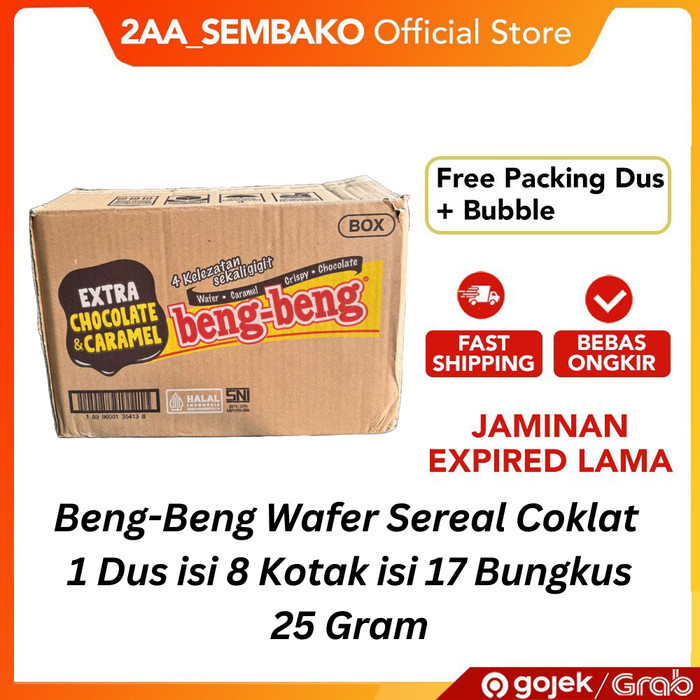 

Beng-Beng Wafer Sereal Coklat 1 Dus isi 8 Kotak isi 17 Bungkus 25 Gram