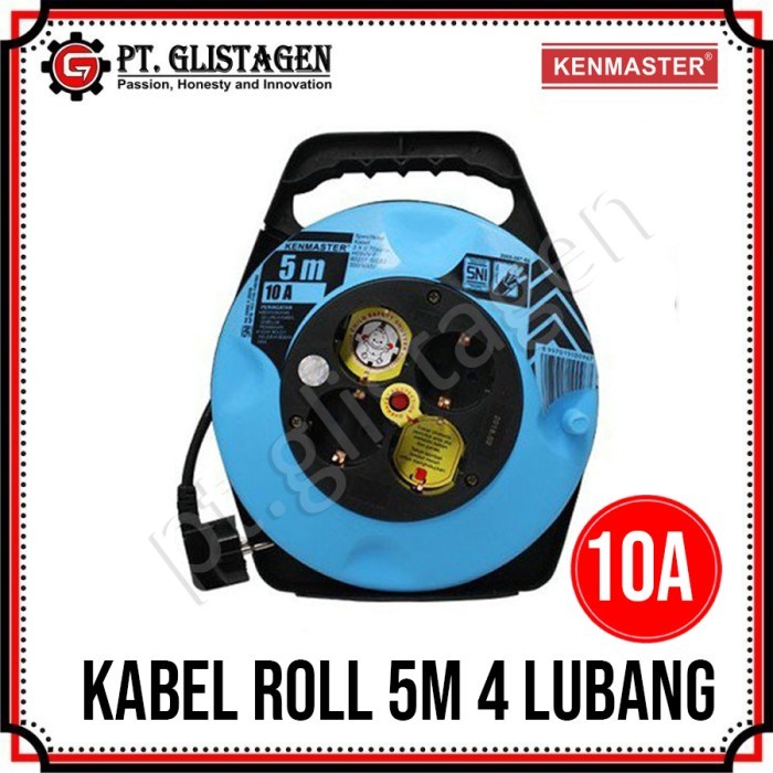 READY KABEL ROLL 5 METER STOP KONTAK 4 LUBANG KENMASTER