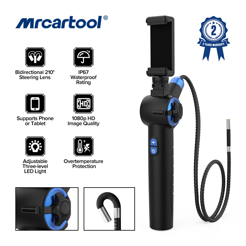 GC N100 1080P HD Articulated Endoscope Camera with 6.25mm Probe Compatible with iPhone iOS and Andro