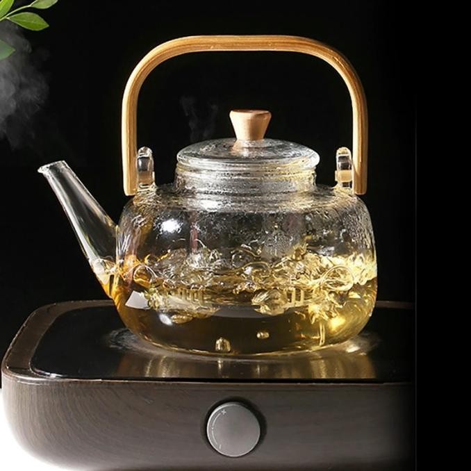 OneTwoCup Teko Teh Jepang Kaca Borosilicate Tahan Api Kompor Aesthetic