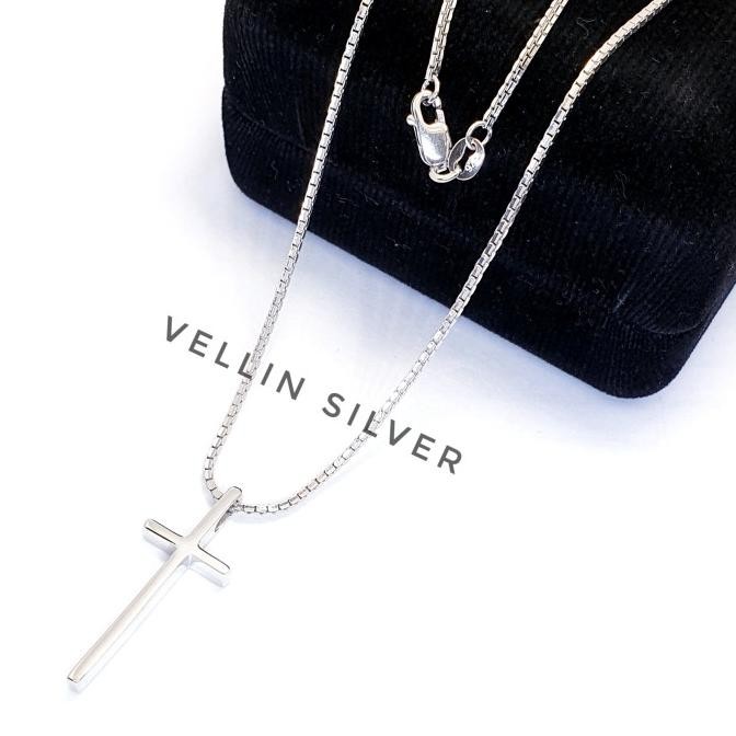 Kalung Salib Pria Wanita italy Santa Perak 925 Asli Lapis Emas Putih
