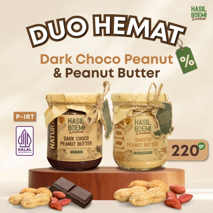 

Paket Dark Choco Peanut Butter & Peanut Butter (Organik) - Selai Cokelat Kacang & Selai Kacang Tanah