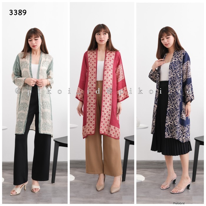 Outer batik panjang wanita / cardigan batik viscos doby lengan panjang
