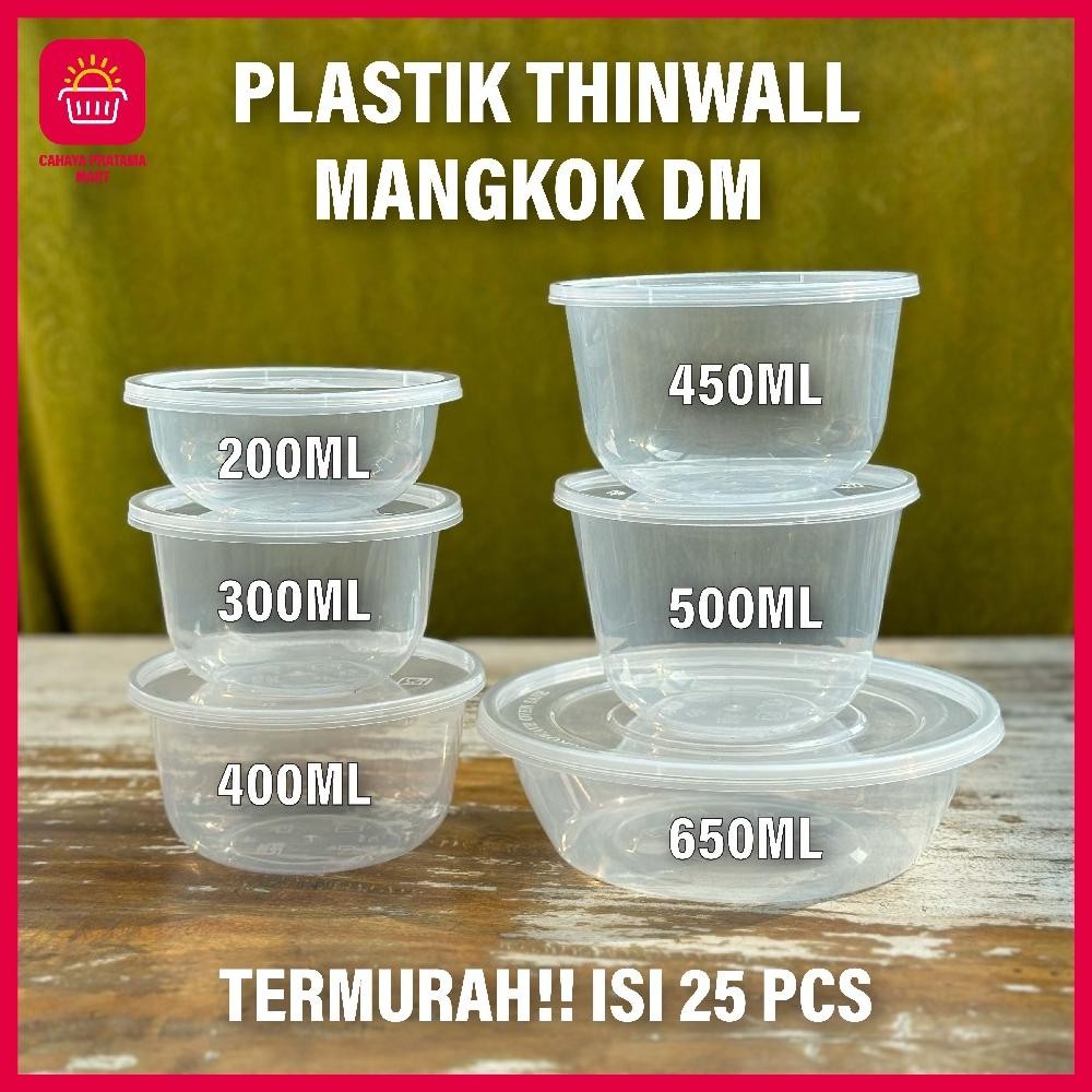 uj-32 THINWALL MANGKOK ISI 25 PCS MANGKUK PLASTIK BULAT DATAR Thinwall Bowl Round DM LIBRA  mangkok 