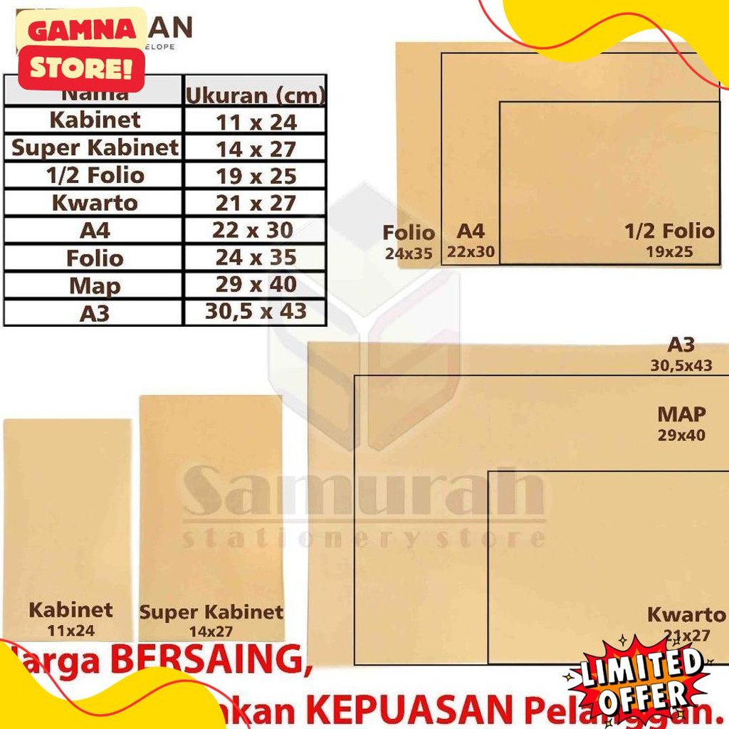 

Amplop Kertas Coklat Garan Ukuran A4 22 X 30 Cm / Amplop Dokumen 22X30 1 Pak Isi 100 Lembar Tebal 70 Gsm - Gram Terlengkap Dan Termurah