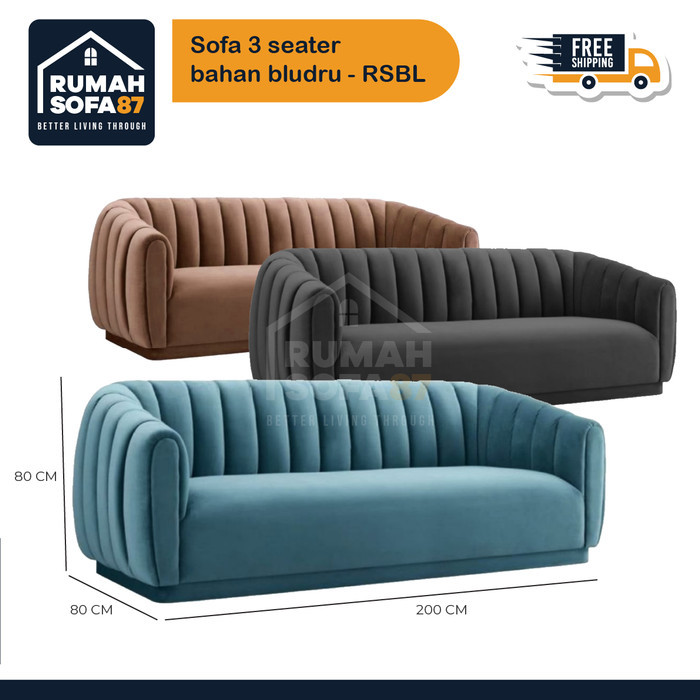 SOFA NIMALIS 3 SEATER BAHAN BLUDRU/ SOFA RETRO BLUDRU - RSBL