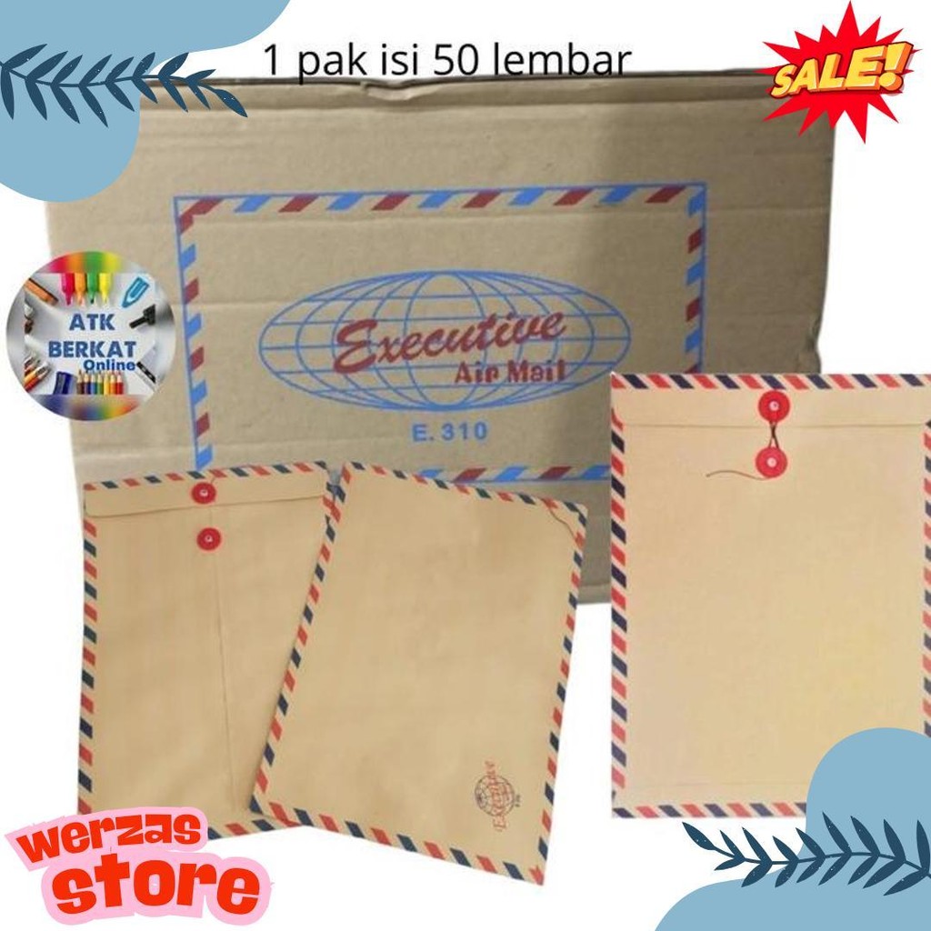 

[50 Pcs] Amplop Coklat Folio Tali Airmail 310 Executive Diskon Setengah Harga