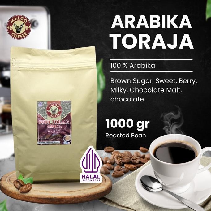 

KOPI ARABICA TORAJA ROASTED BEAN 1 KG/1000 GRAM ( BIJI KOPI SANGRAI )
