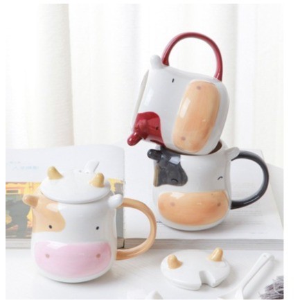 TERBARU MUG KEPALA SAPI LUCU CUTE COW MUG GELAS UNIK