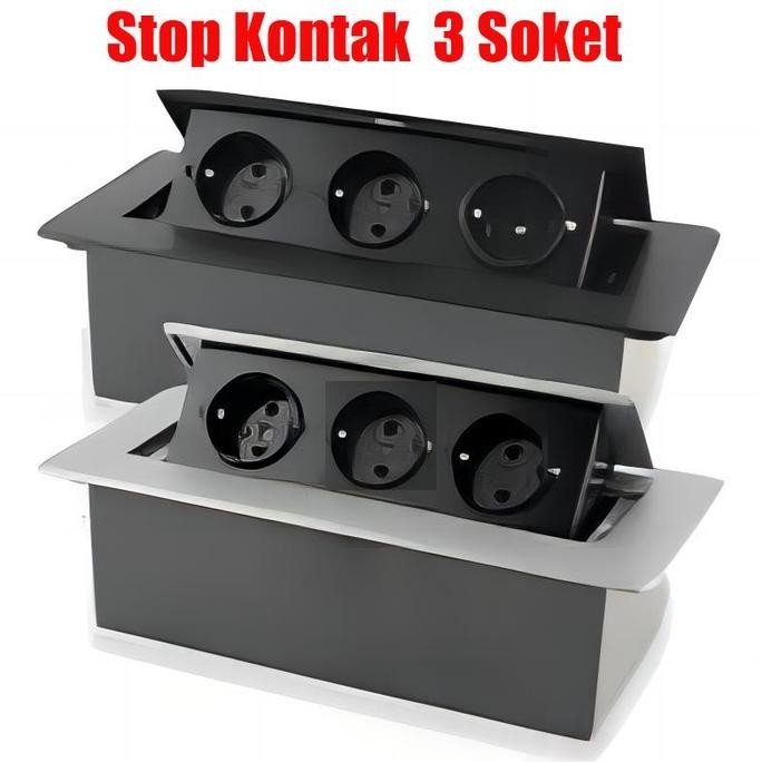 Hidden Socket Stop POP UP Kontak Meja Meeting Tanam 3 Socket Soft Touch Pop UP System stop kontak me