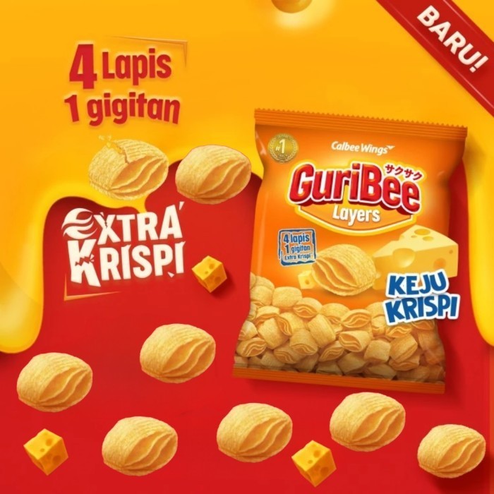 

KERIPIK GURIBEE LAYERS SNACKS RASA KEJU KRISPI - 65 GR (HARGA 15 PCS)