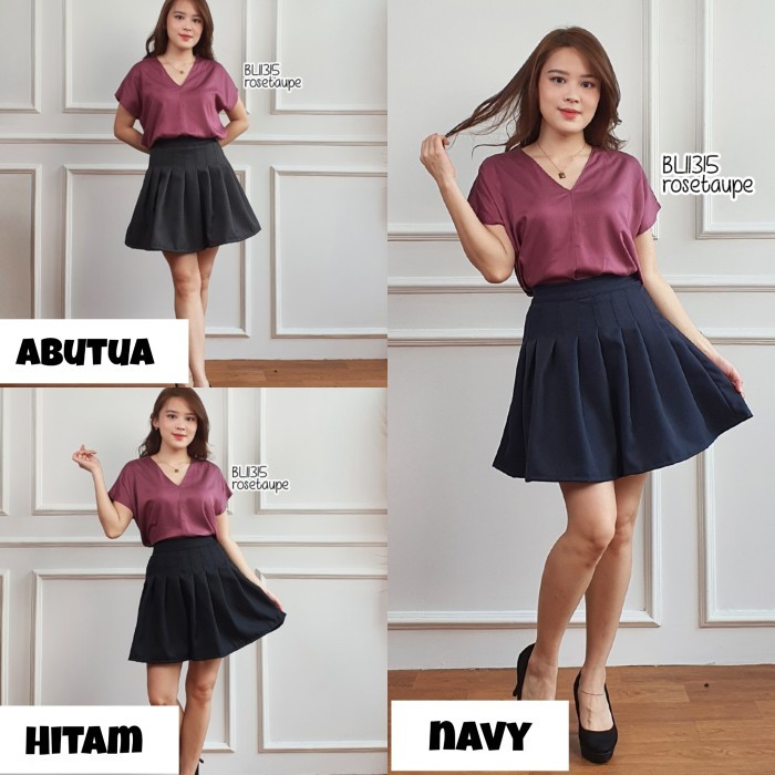 BELANJA ROK MINI / ROK PENDEK TENIS DANCER WANITA HITAM POLOS DSK48