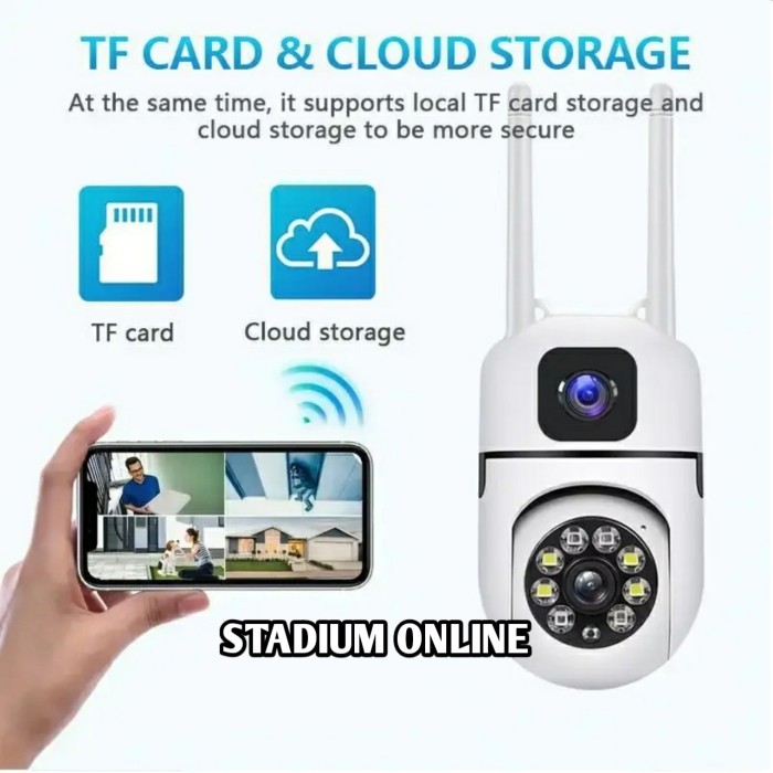 Ip Camera V380 Pro Cctv 2 Antena Z2 Dual Lens 360 Rotation Motion Tracking Outdoor