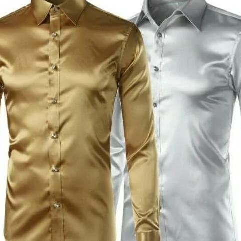 KEMEJA SATIN PRIA ukuran XS sampai JUMBO/ Kemeja Kondangan Pria Terlaris