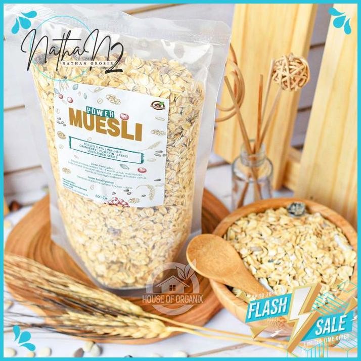 

POWER MUESLI 500GR | SEREAL OATMEAL BY NATHAN'S GROSIR BAGUS !!
