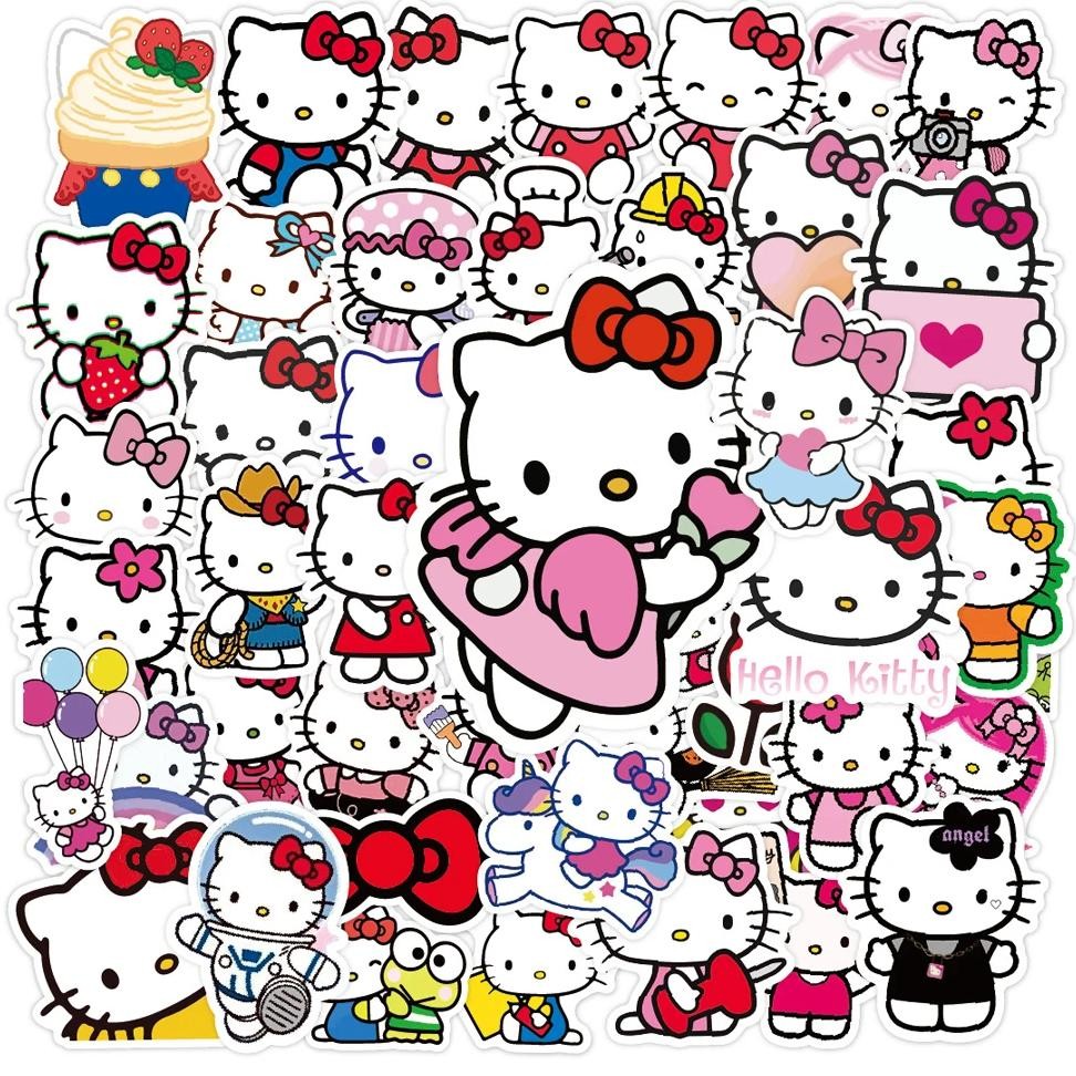 

10/30/50PCS Cartoon Hello Kitty Stickers Skateboard DIY Bicycle Guitar Laptop Scrapbooking Cute DIY Waterproof Decals Kids Toy