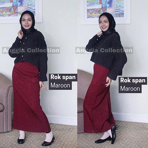 Good Quality Rok Span/Rok Kerja Wanita/Rok Formal Warna Dongker Hitam Maroon Milo Milo Bintik