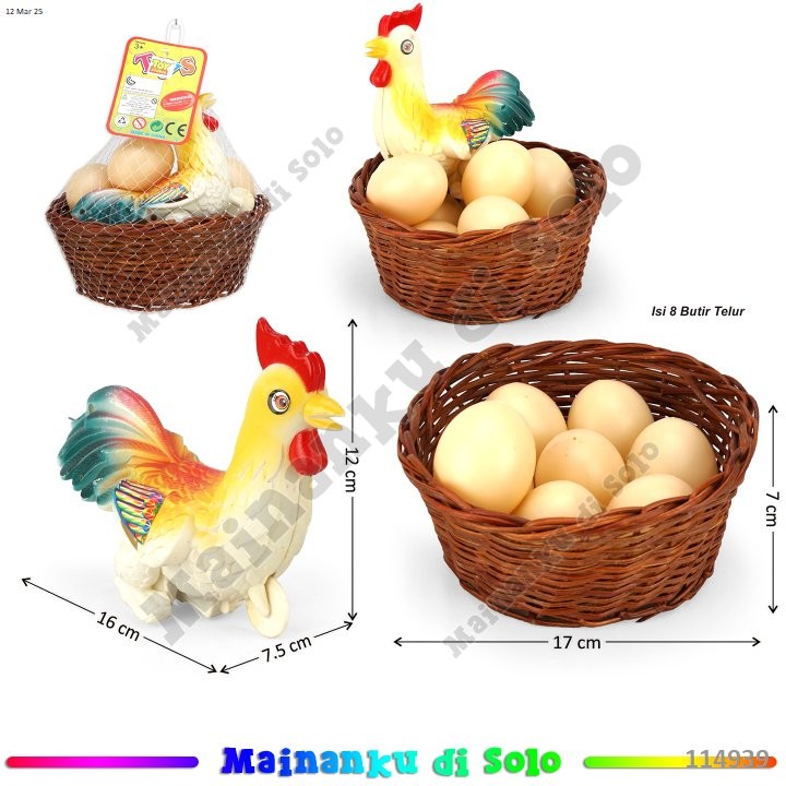 [Mainanku] Mainan Ayam P/S + Telur dan Sarang Kayu Toys