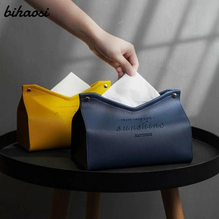 SENSASI BARU BIHAOSI TEMPAT TISU PREMIUM BAHAN KULIT TISSUE BOX V MOUTH - ZJ008 SXK3