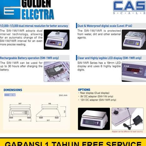 Timbangan Digital Cas Sw-1Wr Water Resistant 10Kg / 20Kg
