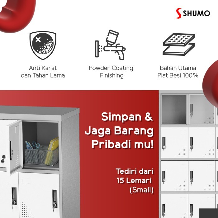 

LOKER BESI 15 PINTU KUNCI LOCKER KARYAWANARSIP FILE FILLING KABINET
