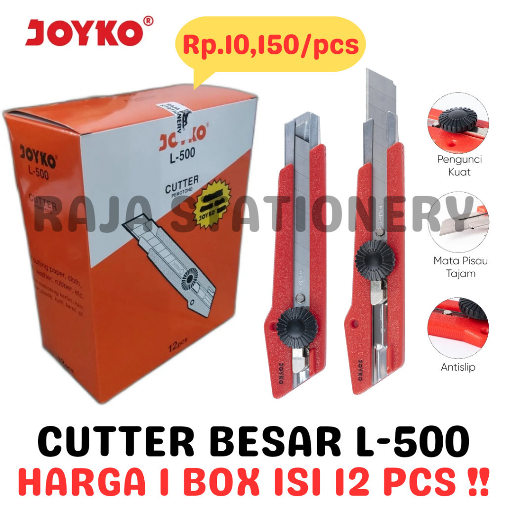 

JOYKO CUTTER BESAR PISAU POTONG PEMOTONG KERTAS SILET L-500 [12PCS] RAJA BIG BOX