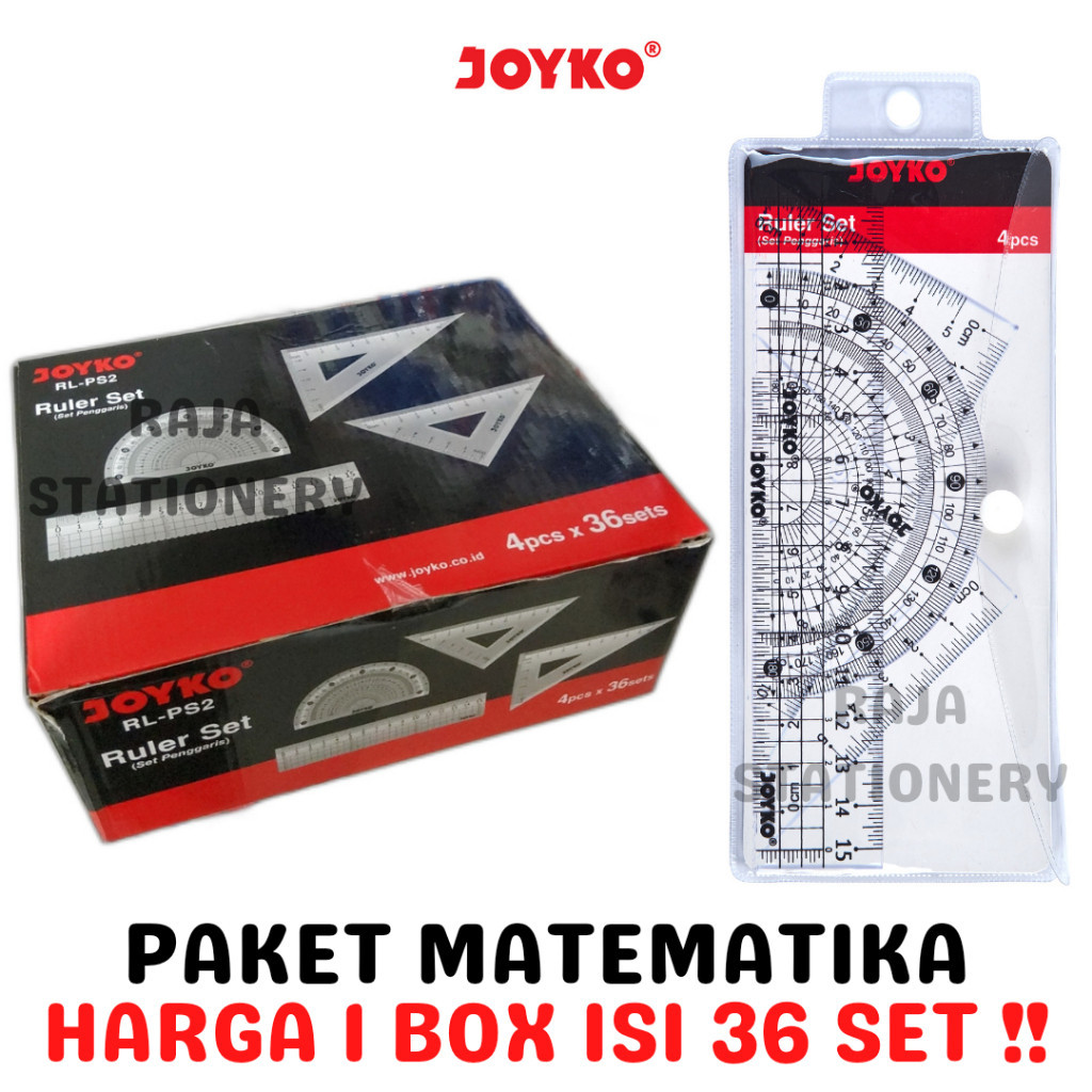 

JOYKO RULER SET PROTRACTOR RULER PAKET PENGGARIS BUSUR JOYKO 4PCS MATH SET MATEMATIKA RL-PS2 BOX [36SET] RAJA BIG BOX